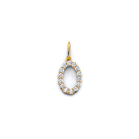 Mini CZ Lined Number Pendant in 14K Yellow Gold