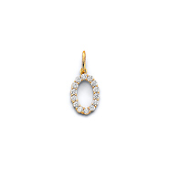 Mini CZ Lined Number Pendant in 14K Yellow Gold