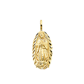 Mini Our Lady of Guadalupe Pendant in 14K Yellow Gold Solid