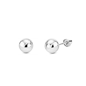 2mm Solid Gold Ball Stud Earrings in 14K White Gold