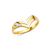 Double Strand Contoured Ring with CZ Accents - 14K Yellow Gold Solid