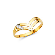Double Strand Contoured Ring with CZ Accents - 14K Yellow Gold Solid