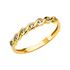 2mm CZ Double Strand Celtic Knot Ring in 14K Yellow Gold Solid