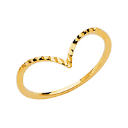 Diamond-Cut Contour Ring in 14K Yellow Gold Solid