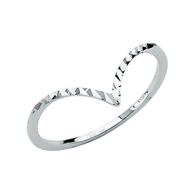 Diamond-Cut Contour Ring in 14K White Gold Solid