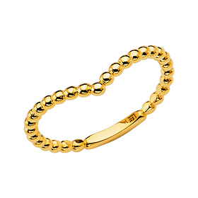 Beaded Contour Ring in 14K Yellow Gold Solid