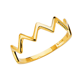 Zig Zag Contour Ring in 14K Yellow Gold Solid