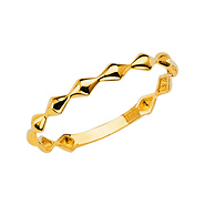 Bicone Beaded Ring in 14K Yellow Gold Solid