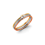 Three Band Shamrock Ring in 14K Tricolor Gold Solid