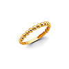 Stackable Round Beaded Ring Band in 14K Yellow Gold Solid