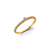 Mini Halo Solitaire CZ Wedding Band in 14K Yellow Gold Solid