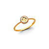 Stamped Butterfly Solitaire Beaded Ring in 14K Yellow Gold Solid