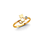 Open Kitty Cat Ring in 14K Yellow Gold Solid with CZ Accent