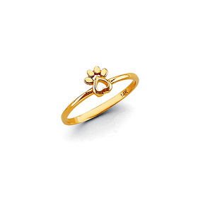 Open Paw Print Ring in 14K Yellow Gold