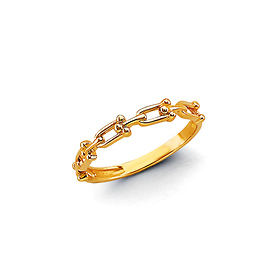 Hardware U-Link Ring in 14K Yellow Gold Solid - Stackable