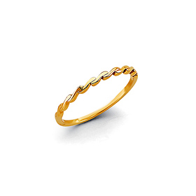 Flat Rope Twist Band in 14K Yellow Gold Solid