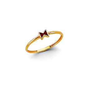 Mini Red Bow Tie Ring in 14K Yellow God Solid