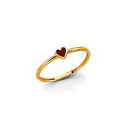 Mini Red Heart Ring in 14K Yellow God Solid