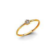 Mini CZ Flower Ring in 14K Yellow Gold Solid