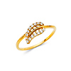 Open Luxe CZ-Lined Leaf Ring in 14K Yellow Gold Solid