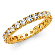 2.5mm Scalloped Prong CZ Eternity Ring in 14K Yellow Gold