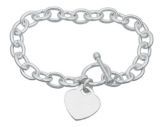 Silver Heart Tag Bracelet