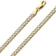 5mm 14K Two Tone Gold Men's White Pave Curb Cuban Link Chain Necklace 18-26in thumb 0
