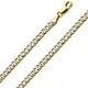 5mm 14K Two-Tone Gold Solid Men's White Pave Curb Cuban Link Chain Necklace 18-26in thumb 0