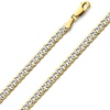 5mm 14K Two Tone Gold Men's White Pave Curb Cuban Link Chain Necklace 18-26in