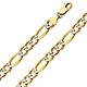 7mm 14K Two Tone Gold Men's Pave Figaro Link Chain Necklace 20-26in thumb 0