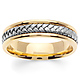 5.5mm Modern Handmade White Braided Wedding Band - 14K Two-Tone Gold thumb 0