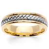 5.5mm Modern Handmade White Braided Wedding Band - 14K Two-Tone Gold