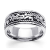 9mm Scroll Art Deco 14K White Gold Men's Wedding Band