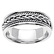 7mm Woven Cord Raised Braided Men's Wedding Band - 14K White Gold thumb 0