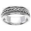 7mm Woven Cord Raised Braided Men's Wedding Band - 14K White Gold