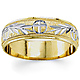 14K Two-Tone Gold 5.5mm Hand-Carved Christian Wedding Band thumb 0