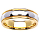 6.5mm Classic Dome Milgrain 14K Two-Tone Gold Wedding Ring thumb 0