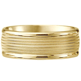 8mm 14k Yellow Gold Milgrain Wedding Ring