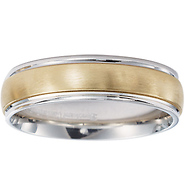 6mm 14k Two Tone Brush Finish Wedding Band