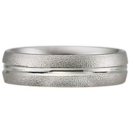 Textured Carved 14k White Gold Wedding Band