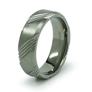 7mm Titanium Three Engraved Striped Pattern Band