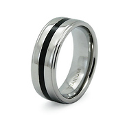 7mm Step Edge Black Stripe Titanium Band