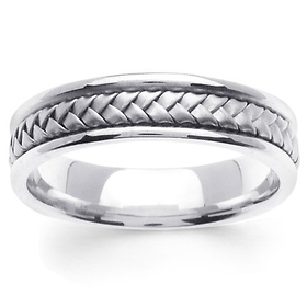 5.5mm Modern Hand-Woven Braided Wedding Band in 14K White Gold