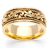 9mm Art Deco Cord 14K Yellow Gold Men's Wedding Band