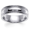 7mm Carved Edge Milgrain 14K White Gold Wedding Band