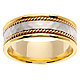 8mm Rope & Hammer Finish 14K Two Tone Gold Wedding Ring thumb 0