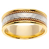 8mm Rope & Hammer Finish 14K Two Tone Gold Wedding Ring