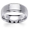 8mm Raised Brushed Center 14K White Gold Men's Wedding Ring