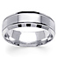 7mm Beveled Milgrain Edge 14K White Gold Wedding Band for Men