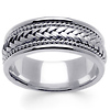 8mm Hand-Woven Rope & Braided Men's Wedding Band - 14K White Gold